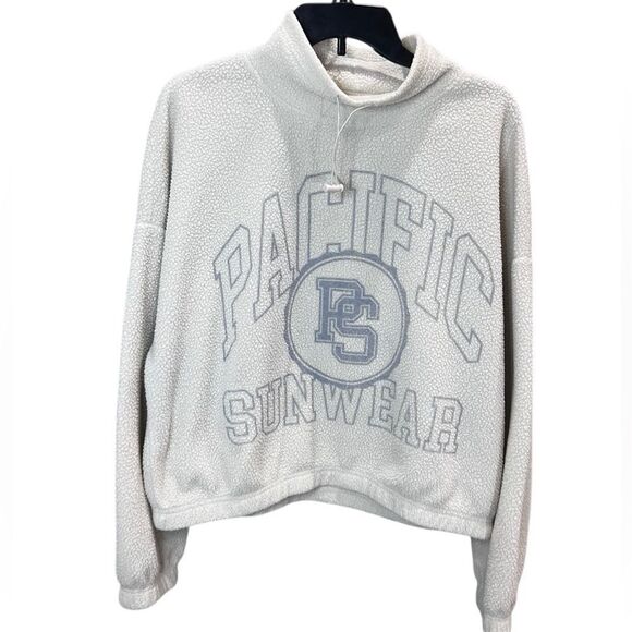 PacSun Fleece Funnel Neck Oversized Cropped Sweatshirt Size Small - Picture 4 of 15